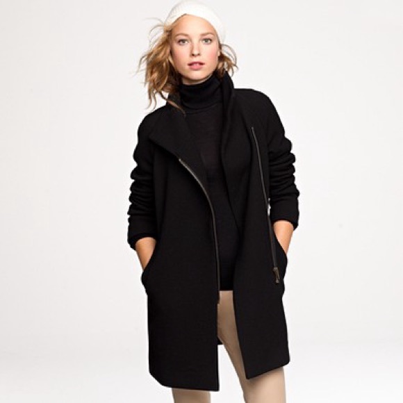 J. Crew Double Cloth Classic Black Cocoon Coat in Italian wool - Picture 1 of 5